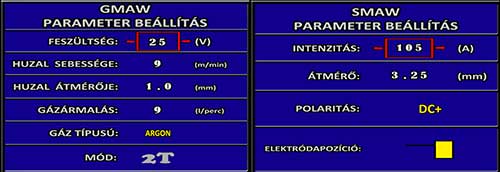 Weldtrainer hegesztési paraméter beállítása Weldtrainer hegesztési paraméter beállítása